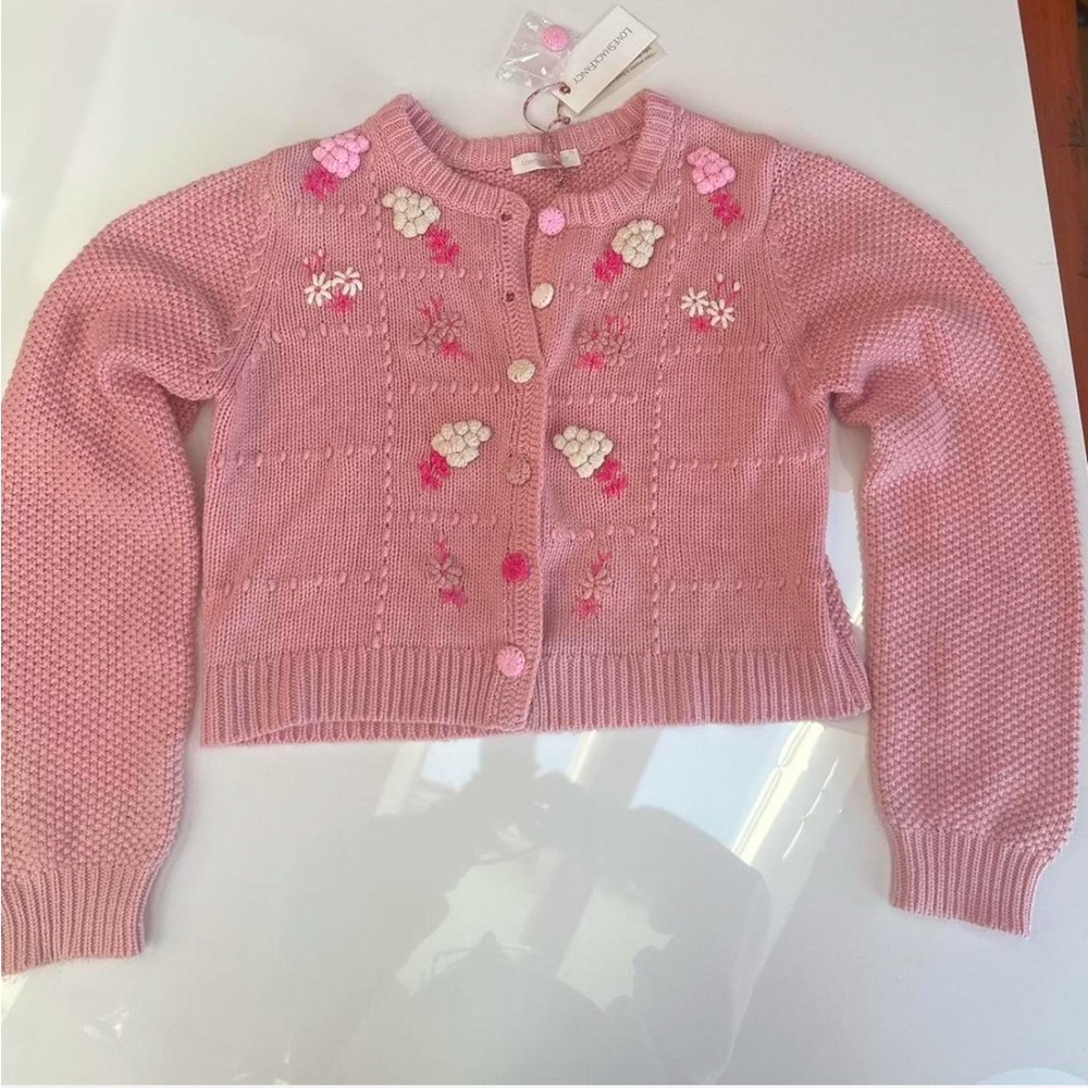 LoveShackFancy NWT Pink Floral Crochet Cardigan - Picture 4 of 8